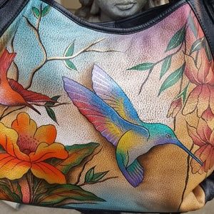 Anuschka Hummingbird Hand Painted Leather Bag